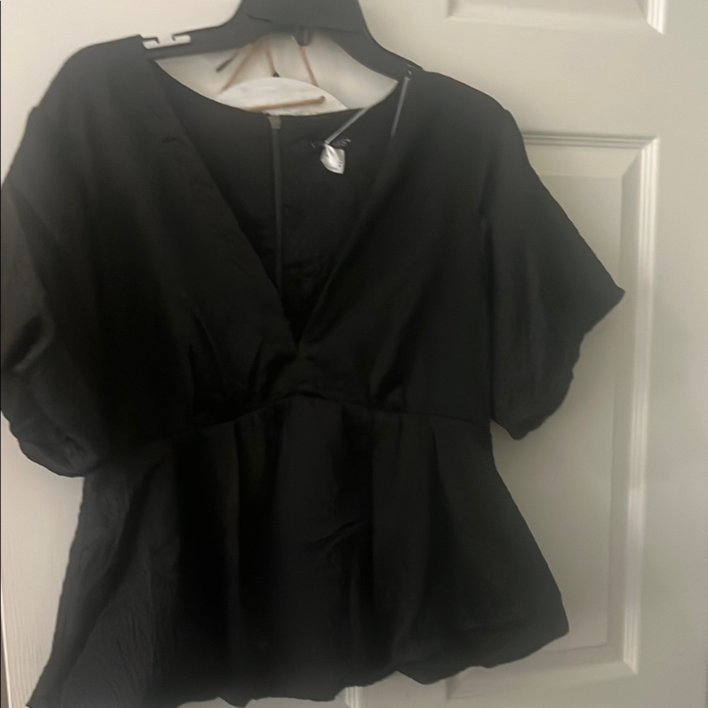 VENUS Elegant Black Peplum Blouse